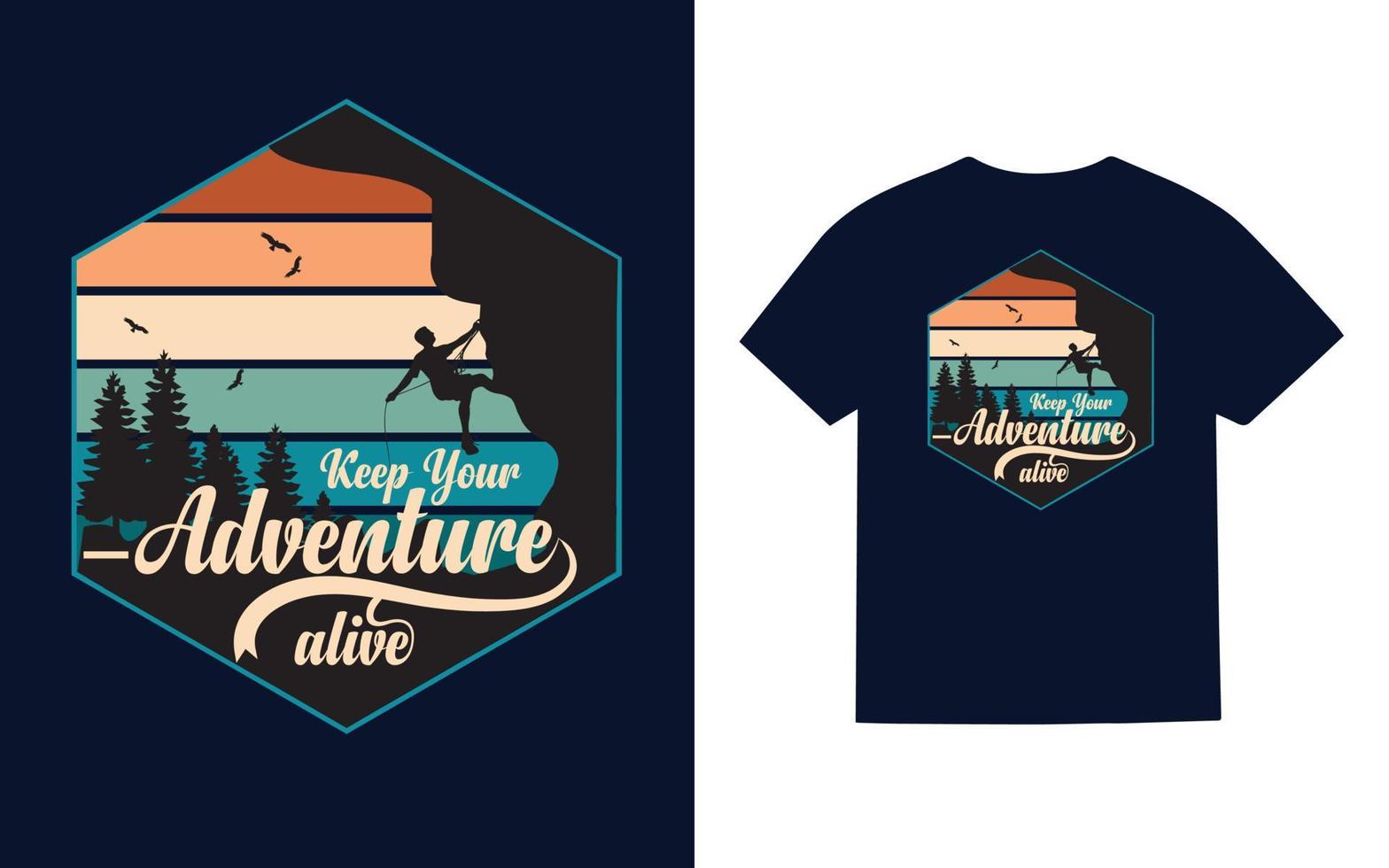 manter seu aventura vivo vintage retro t camisa Projeto vetor