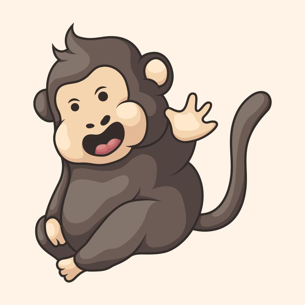 fofa macaco mão desenhado ilustração vetor