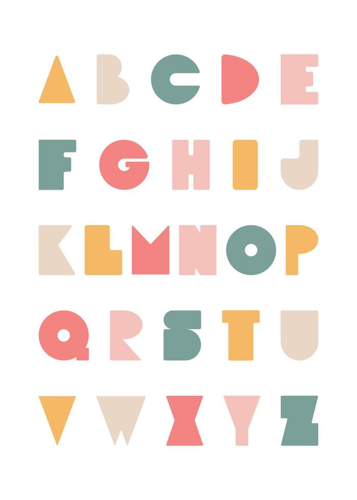 fofa decorativo alfabeto dentro papel cortar estilo. crianças criativo alfabeto. vetor ilustração dentro uma minimalista estilo