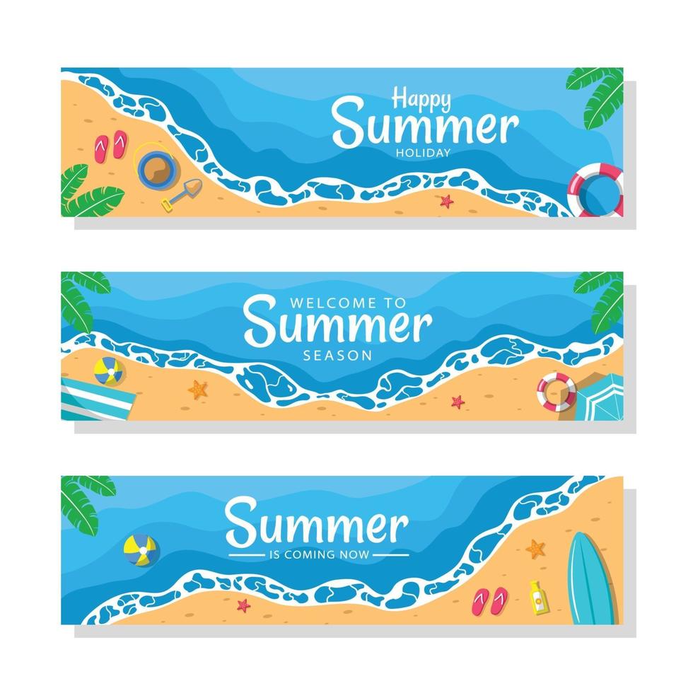 conjunto de banner da temporada de verão vetor