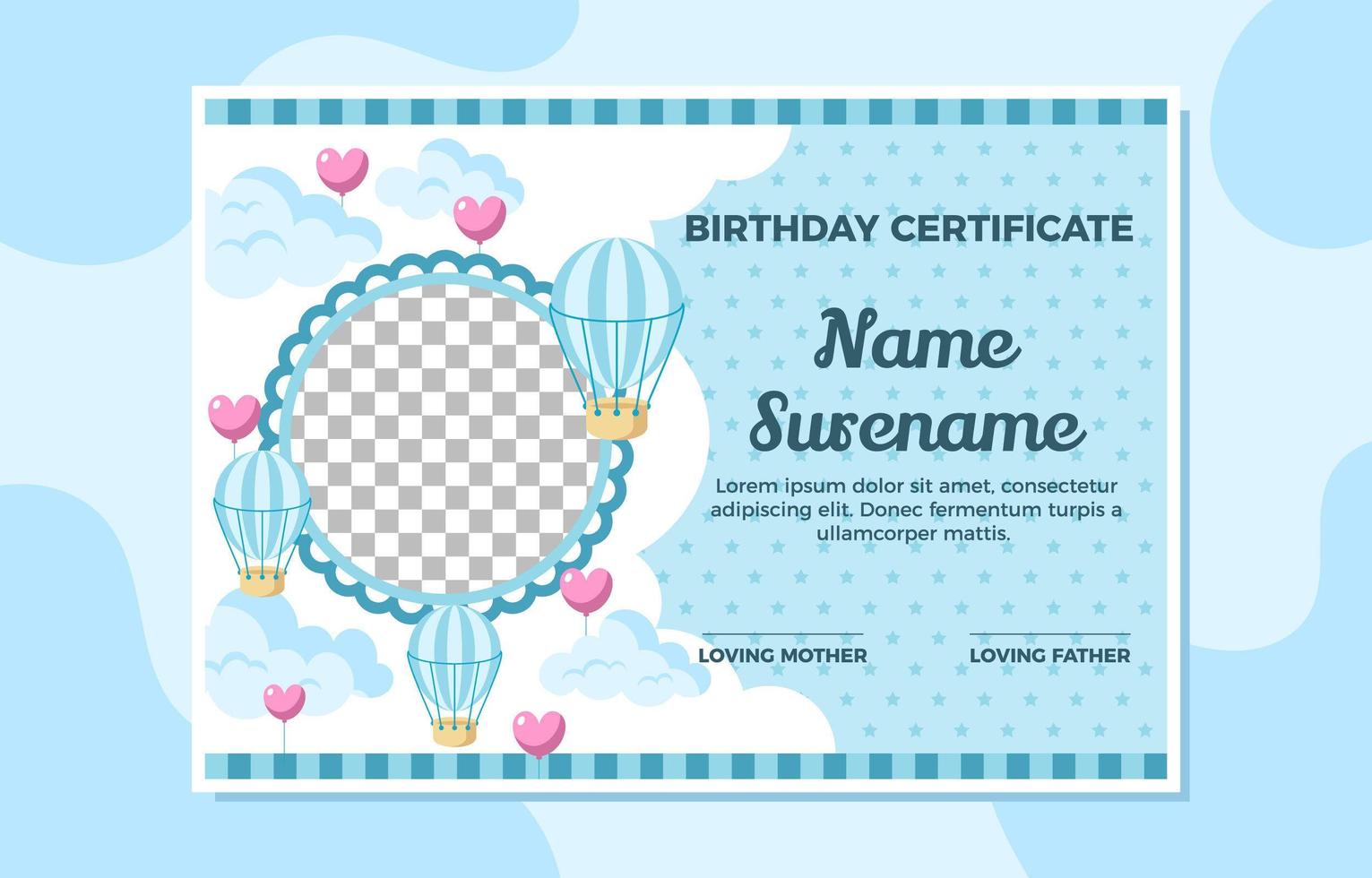 certificado de aniversário para uma menina doce vetor