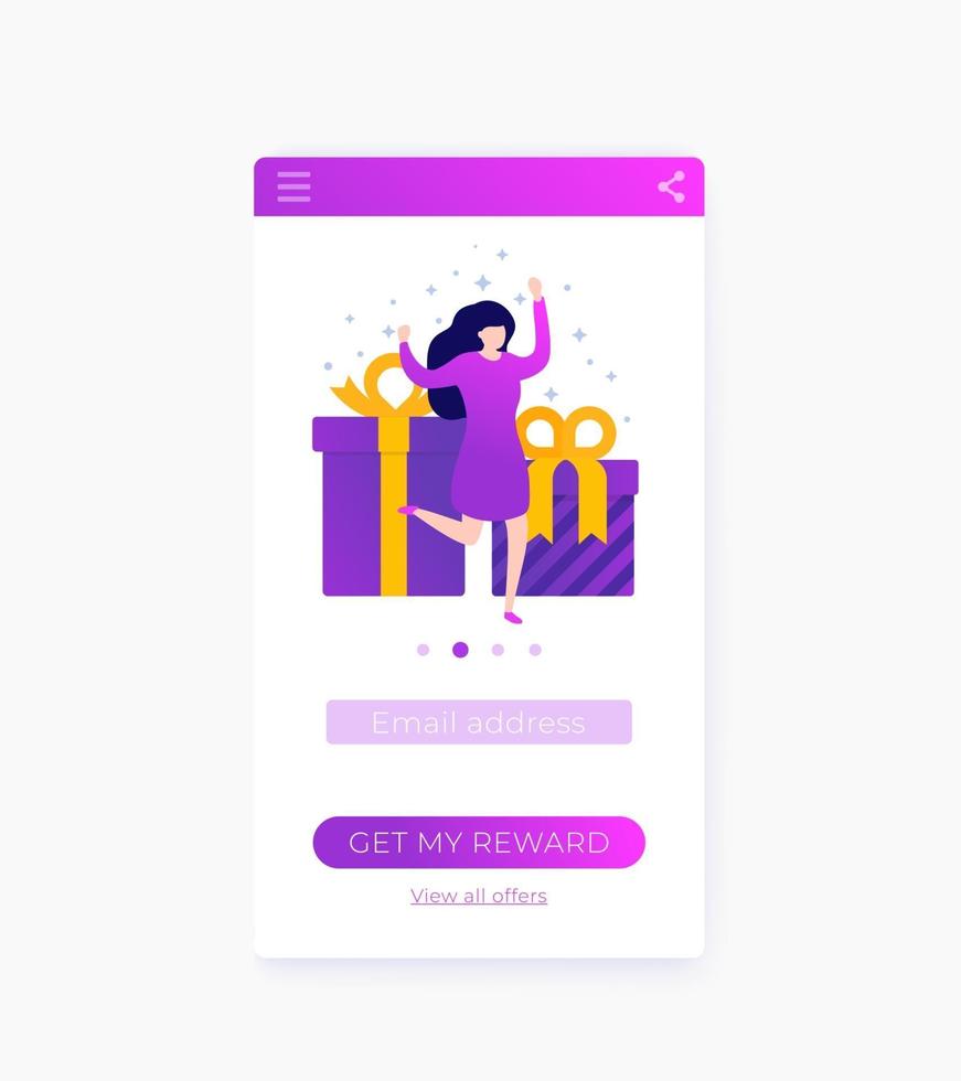 aplicativo de recompensas, interface do usuário móvel, design vetorial vetor