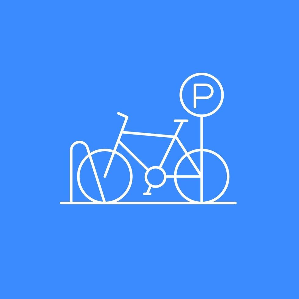 ícone de estacionamento de bicicletas, vetor de linha fina