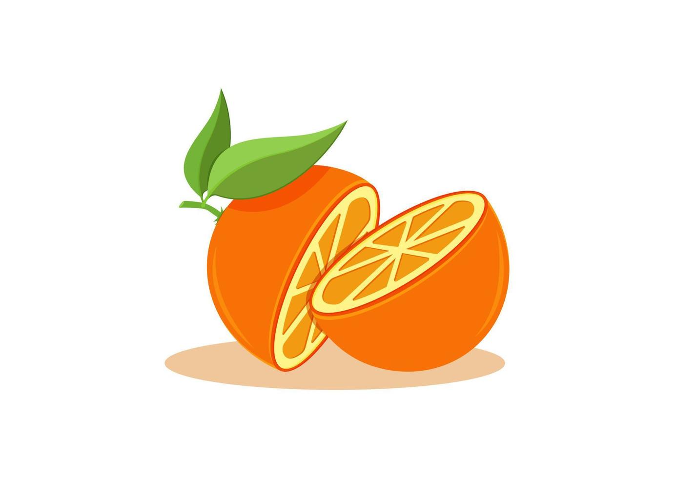 laranja cortar dentro metade em branco fundo vetor ilustração