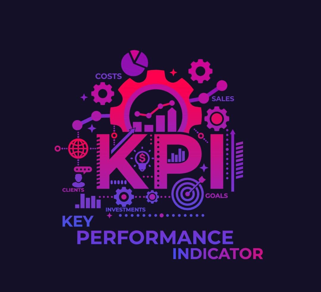 kpi, indicador chave de desempenho, conceito de gestão, vetor