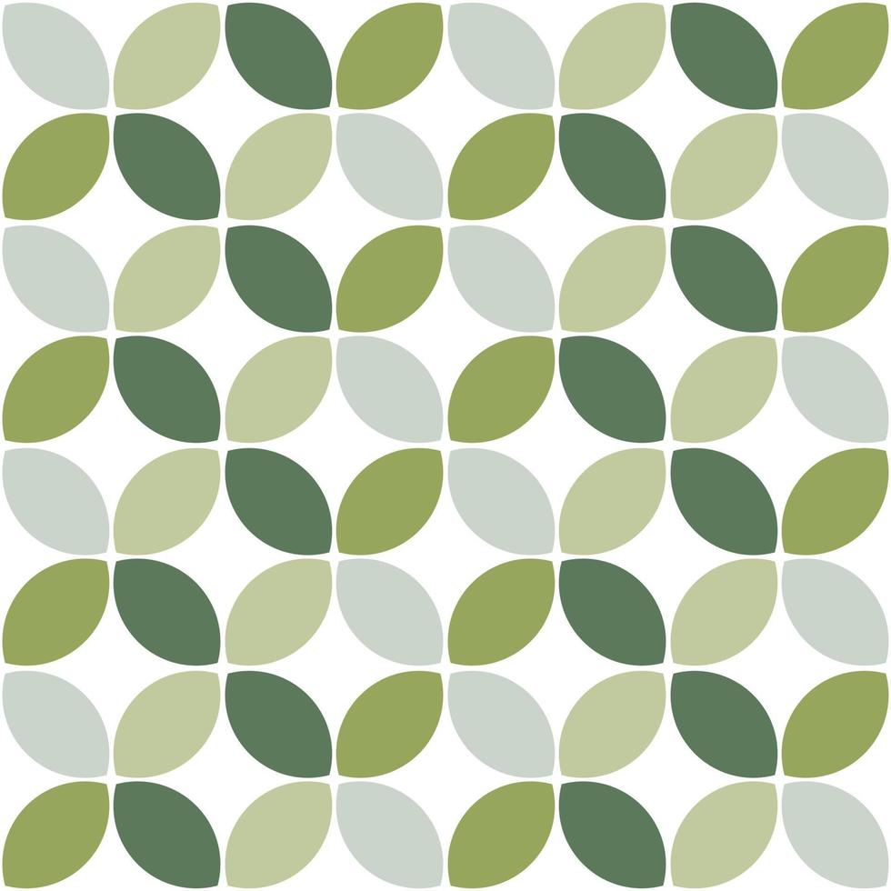 moderno minimalista geométrico desatado padrão, arredondado formas, folhas dentro verde cor esquema em uma branco fundo vetor