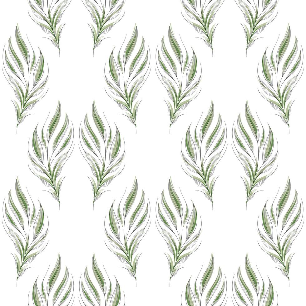 moderno desatado floral padrão, pintado à mão verde folhas em uma branco fundo. a elegante modelo para elegante impressões, impressão, local na rede Internet Projeto. vetor