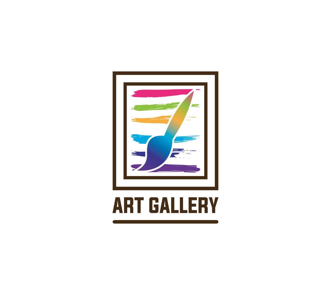 arte galeria logotipo ou ícone vetor ilustração. cor quadros emblema com pintura escova e linhas.