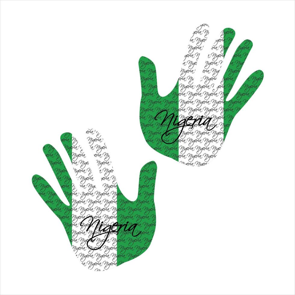 Nigéria bandeira mão vetor