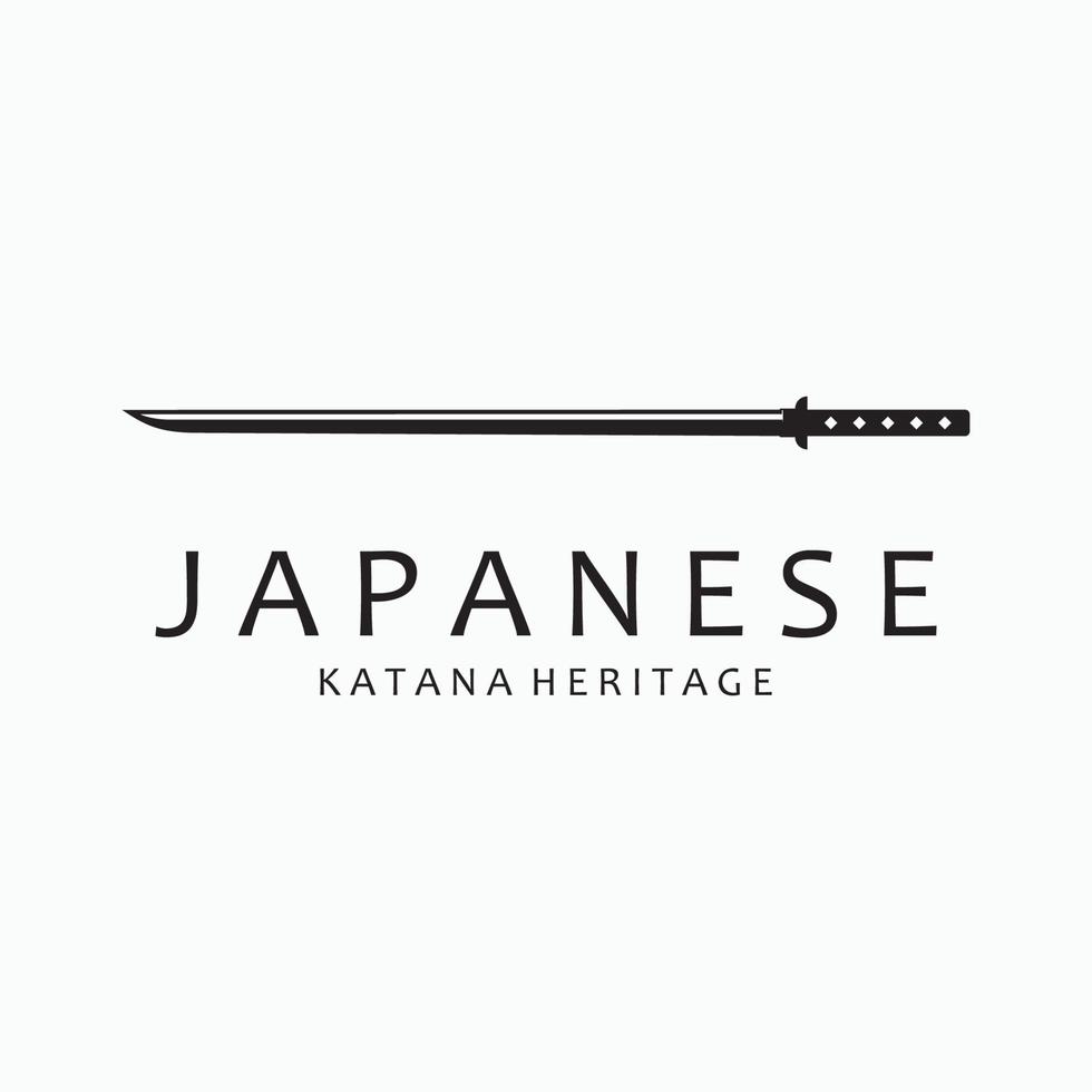 Katana espada plano logotipo modelo vetor ilustração.