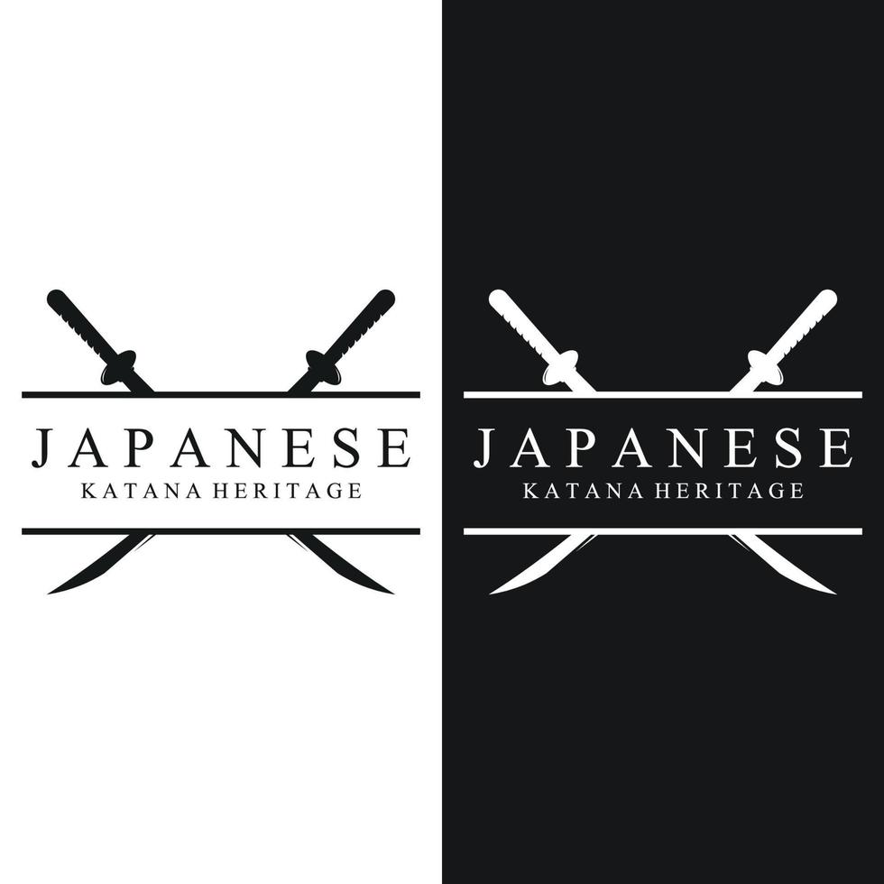 Katana espada plano logotipo modelo vetor ilustração.