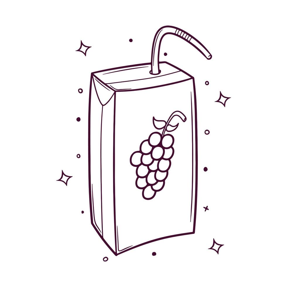 mão desenhado uva suco caixa vetor ilustração