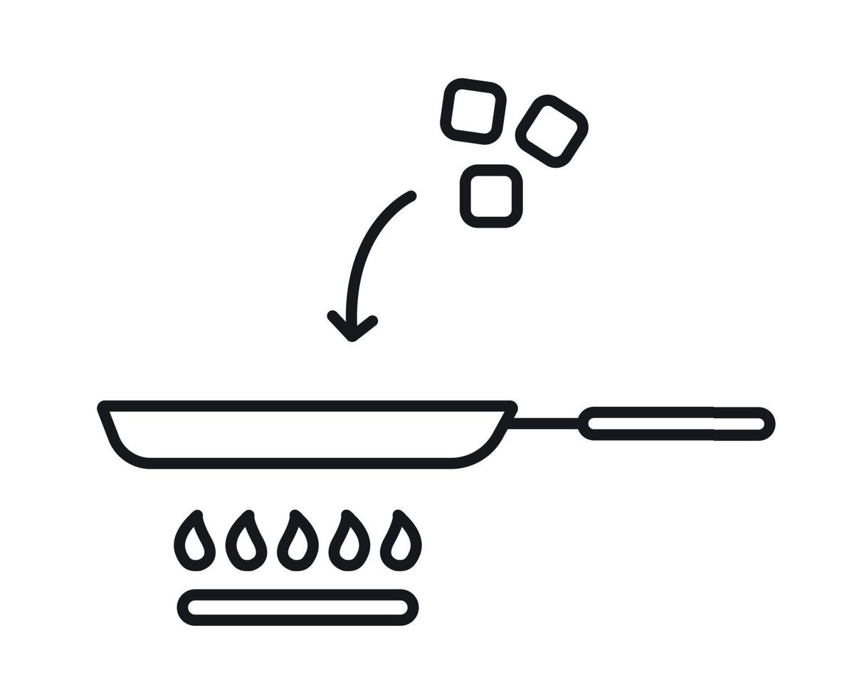 fritar panela em uma gás forno. vetor ilustração. linha estilo ícone