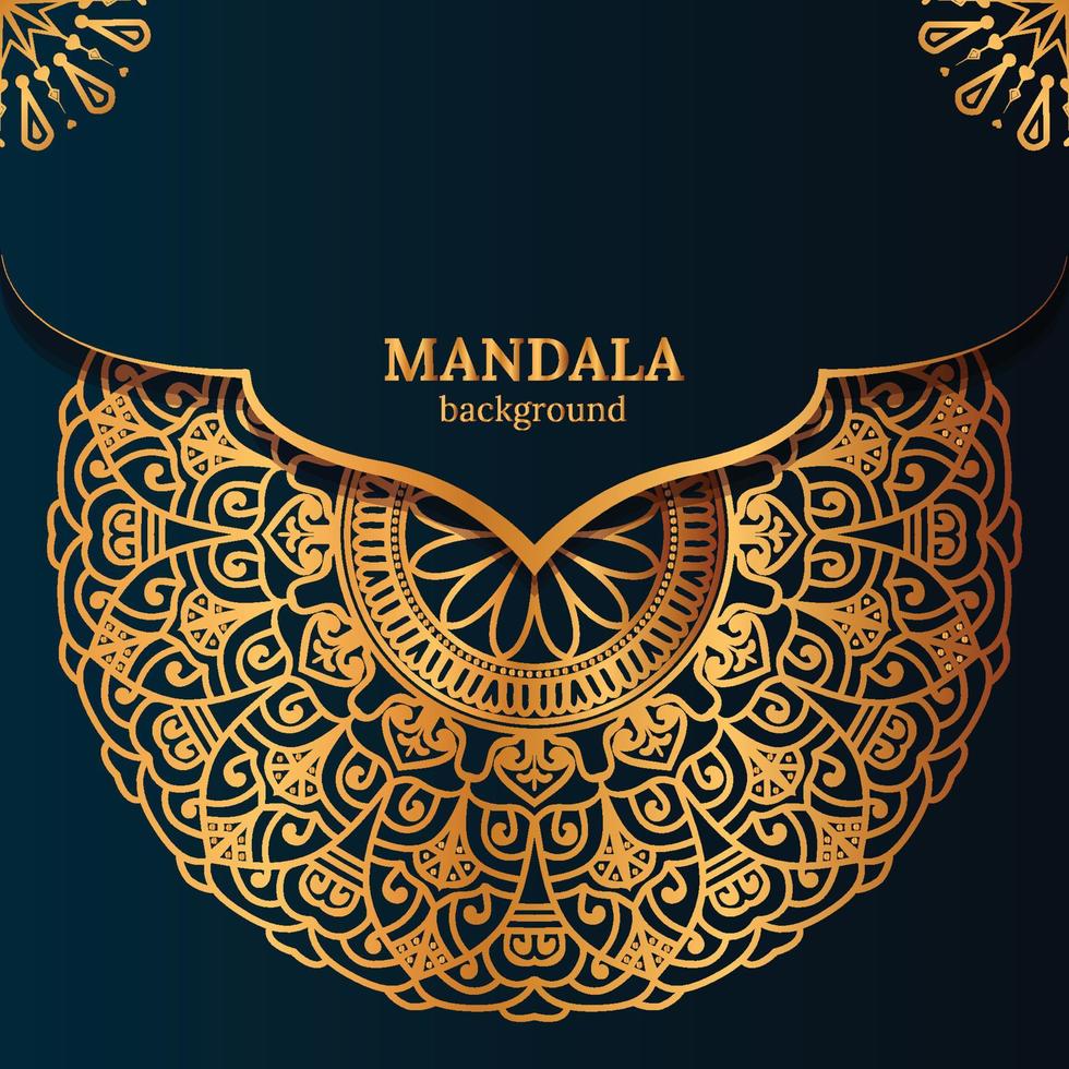 fundo de mandala de luxo com padrão árabe de arabesco dourado estilo oriental islâmico mandala decorativa para impressão, pôster, capa, folheto, panfleto, banner vetor