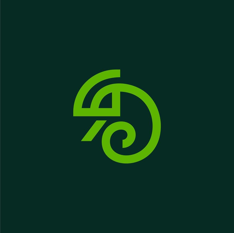 camaleão logotipo linha arte Projeto. verde camaleão réptil vetor dentro abstrato esboço ilustração estilo.