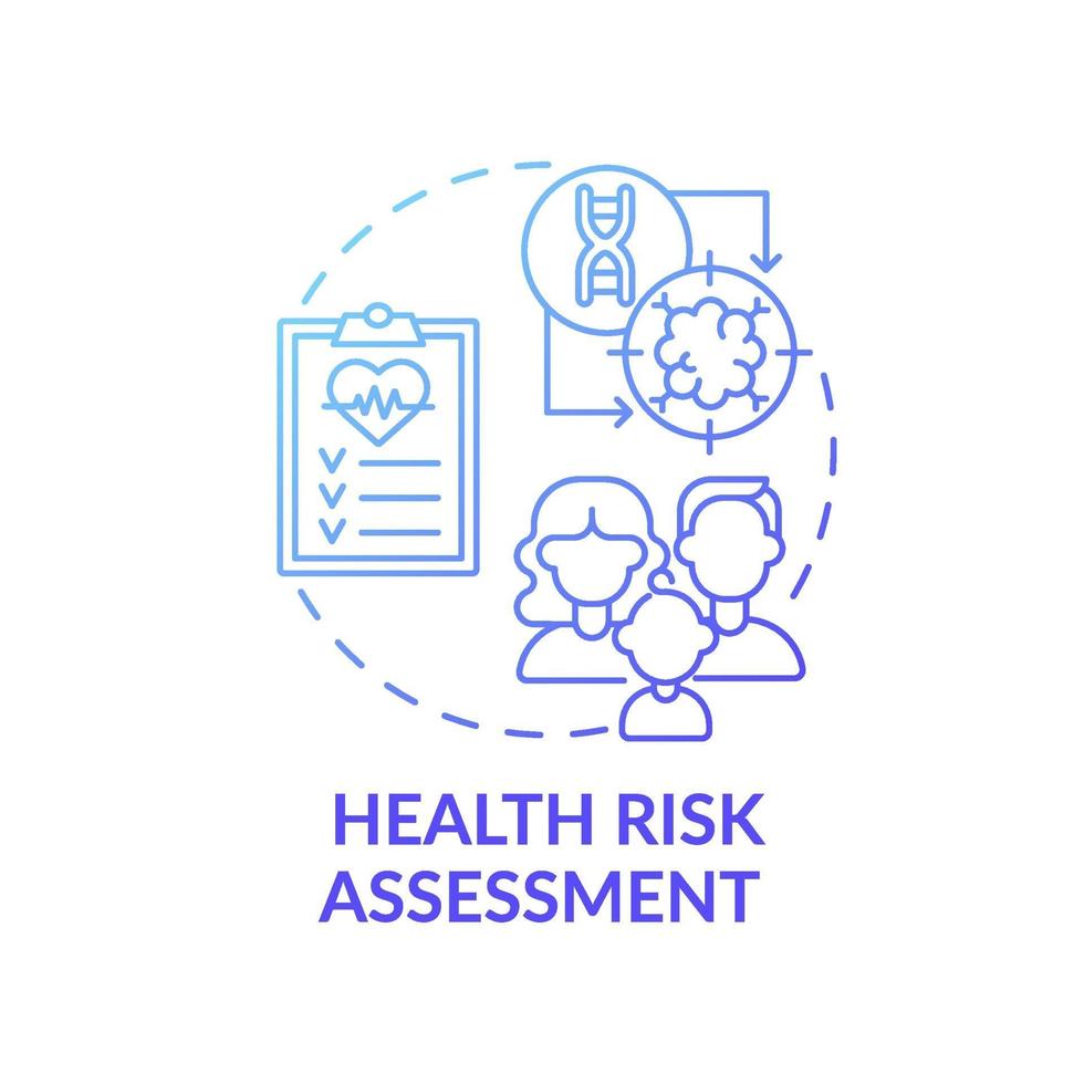 ícone de conceito de gradiente azul de avaliação de risco para a saúde vetor