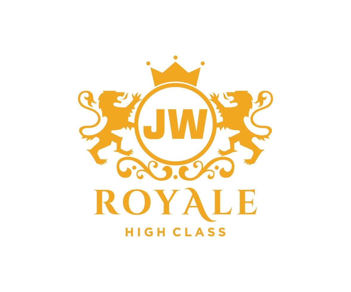 dourado carta jw modelo logotipo luxo ouro carta com coroa. monograma alfabeto . lindo real iniciais carta. vetor