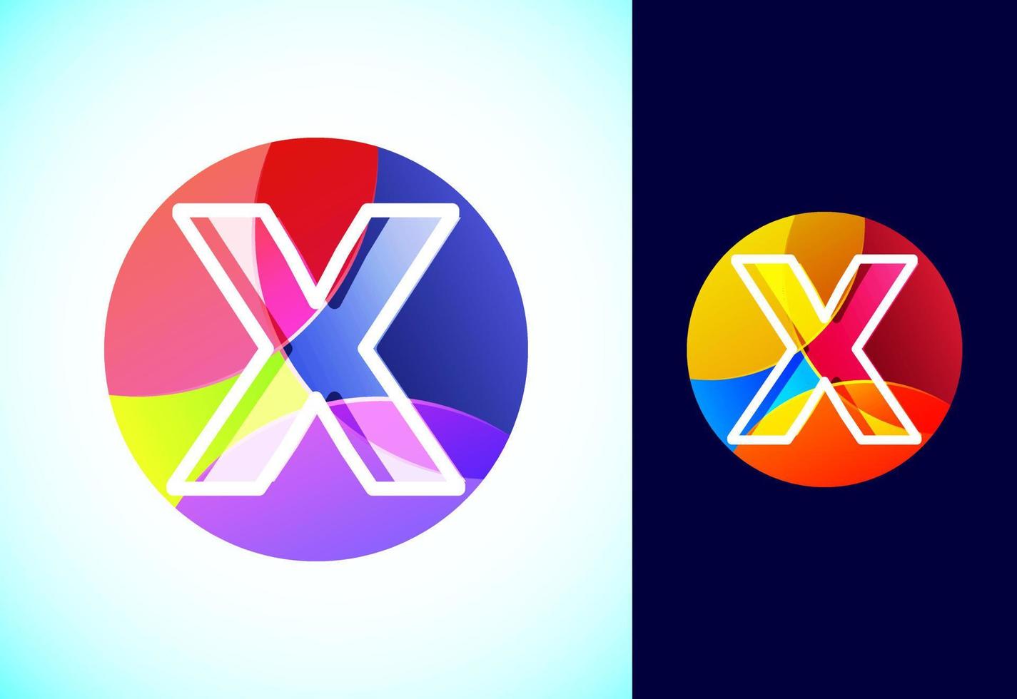 linha carta x em uma colorida círculo. gráfico alfabeto símbolo para o negócio ou companhia identidade. vetor