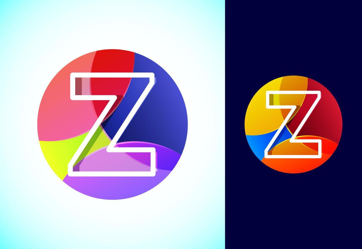 linha carta z em uma colorida círculo. gráfico alfabeto símbolo para o negócio ou companhia identidade. vetor