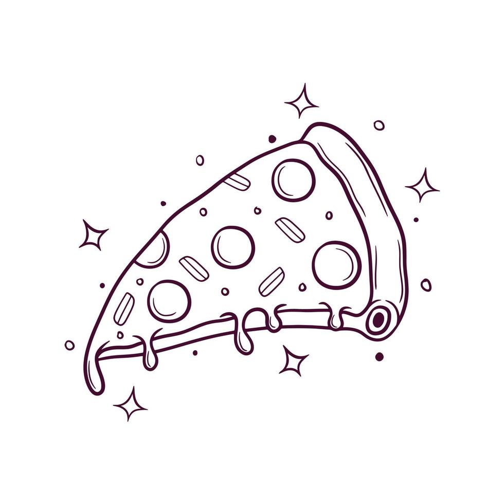 mão desenhado fatia do pizza vetor ilustração