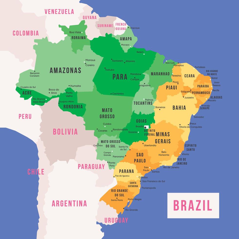 Brasil país e capital cidade cheio mapa vetor