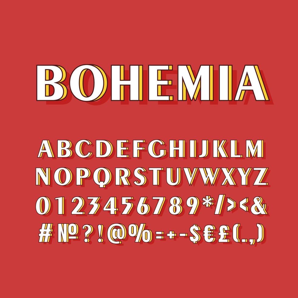 conjunto de alfabeto de vetor 3d vintage bohemia