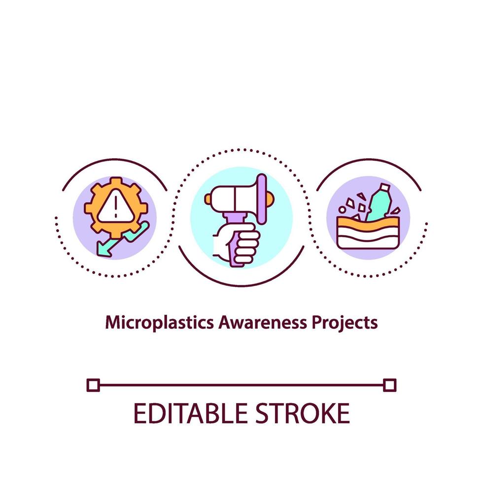 ícone de conceito de projeto de consciência de microplásticos vetor