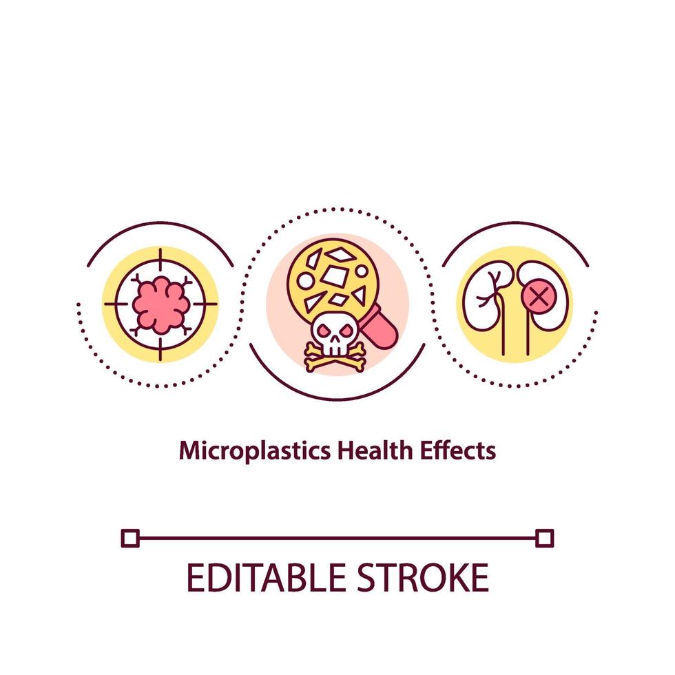 ícone do conceito de efeitos para a saúde de microplásticos vetor