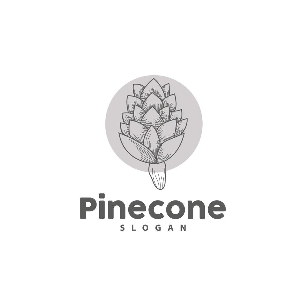 pinho cone logotipo, elegante luxo pinho simples projeto, árvore bolota ícone vetor, produtos marca ilustração vetor