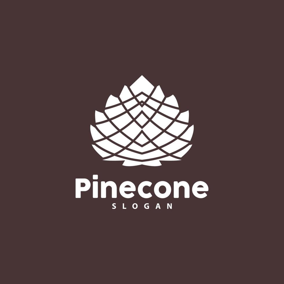 pinho cone logotipo, elegante luxo pinho simples projeto, árvore bolota ícone vetor, produtos marca ilustração vetor