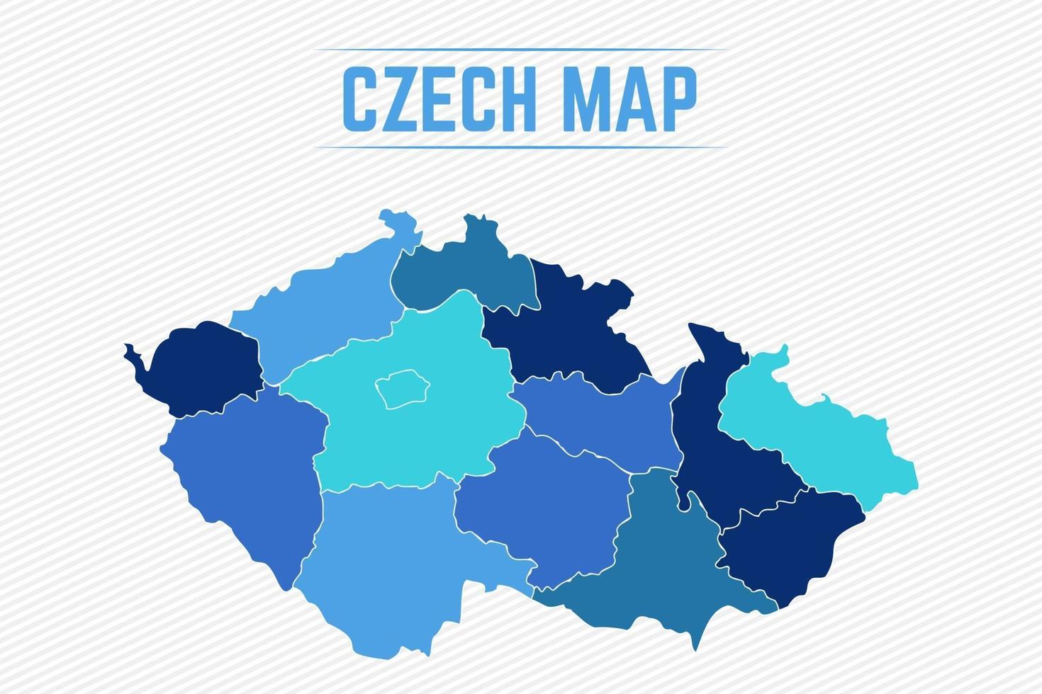 mapa detalhado da república checa com estados vetor
