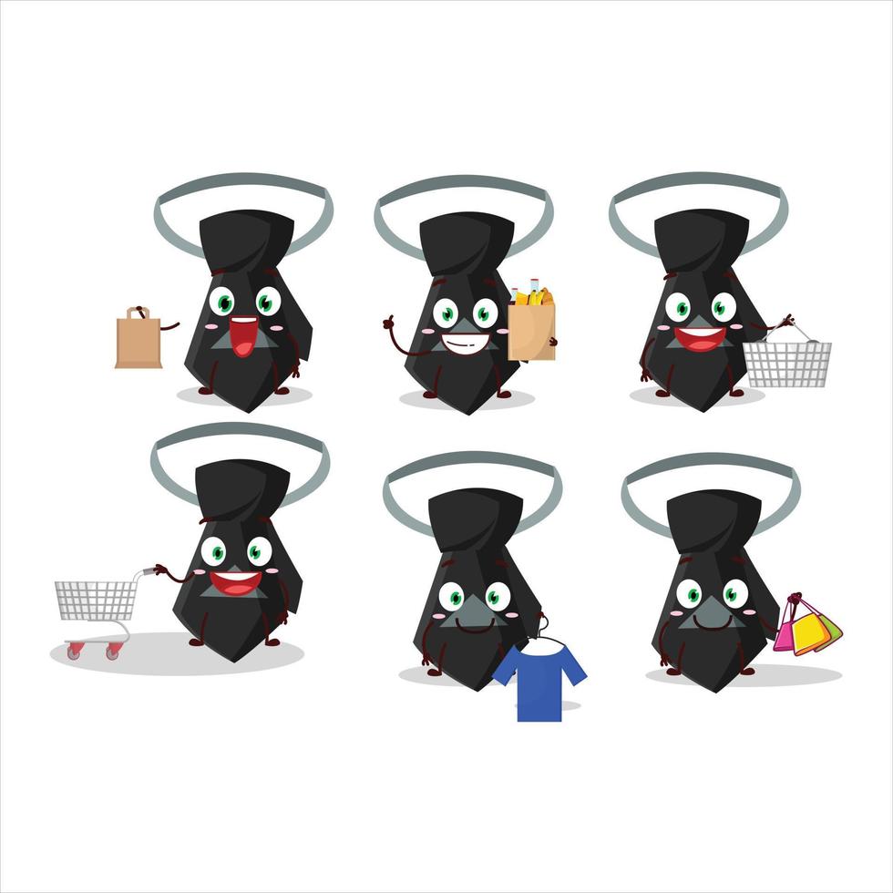 uma rico Preto gravata mascote Projeto estilo indo compras vetor