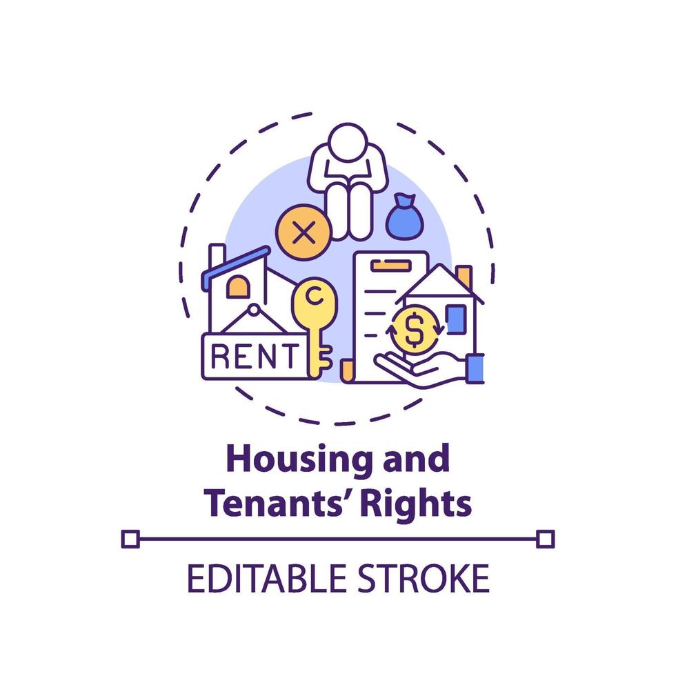 ícone do conceito de direitos de habitação e inquilinos vetor