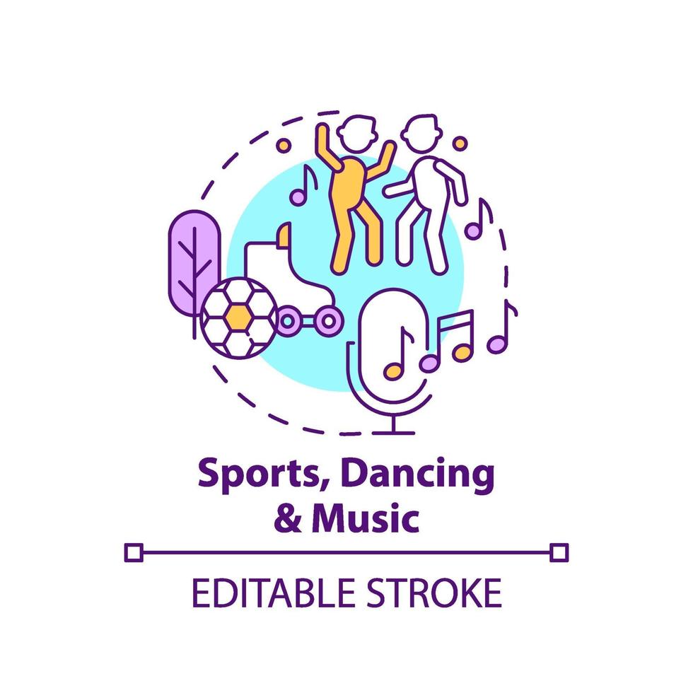 ícone do conceito de esportes, dança e música vetor