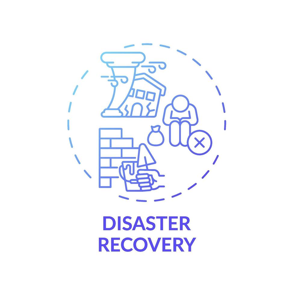 ícone do conceito de recuperação de desastres vetor