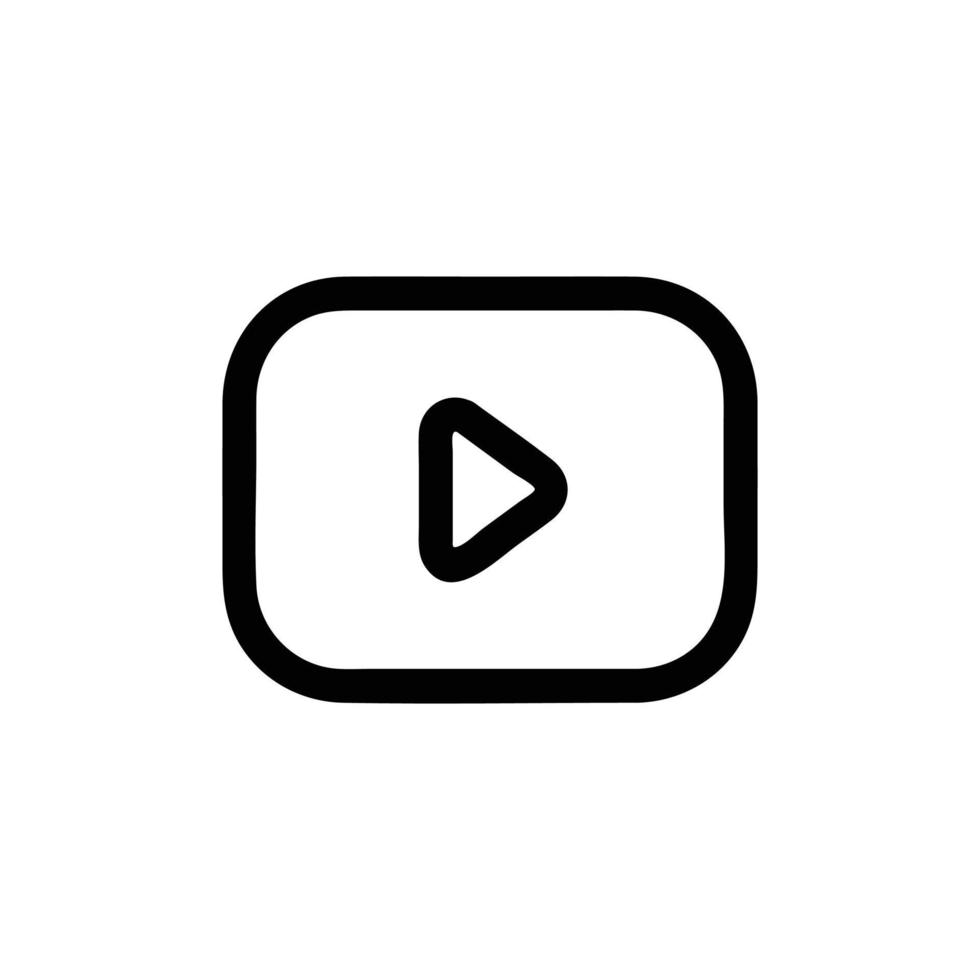 Youtube vetor ícone, esboço estilo, isolado em branco fundo.