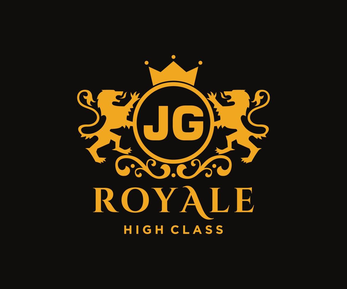 dourado carta jg modelo logotipo luxo ouro carta com coroa. monograma alfabeto . lindo real iniciais carta. vetor