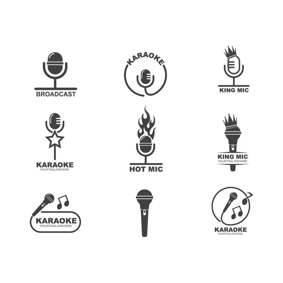 microfone ícone logotipo do karaokê e musical vetor ilustração Projeto