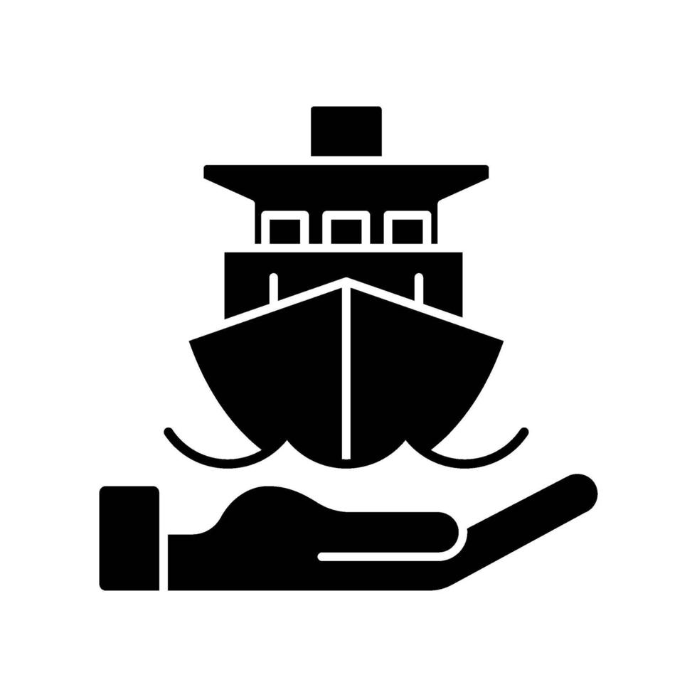 ícone de glifo preto de seguro marítimo vetor