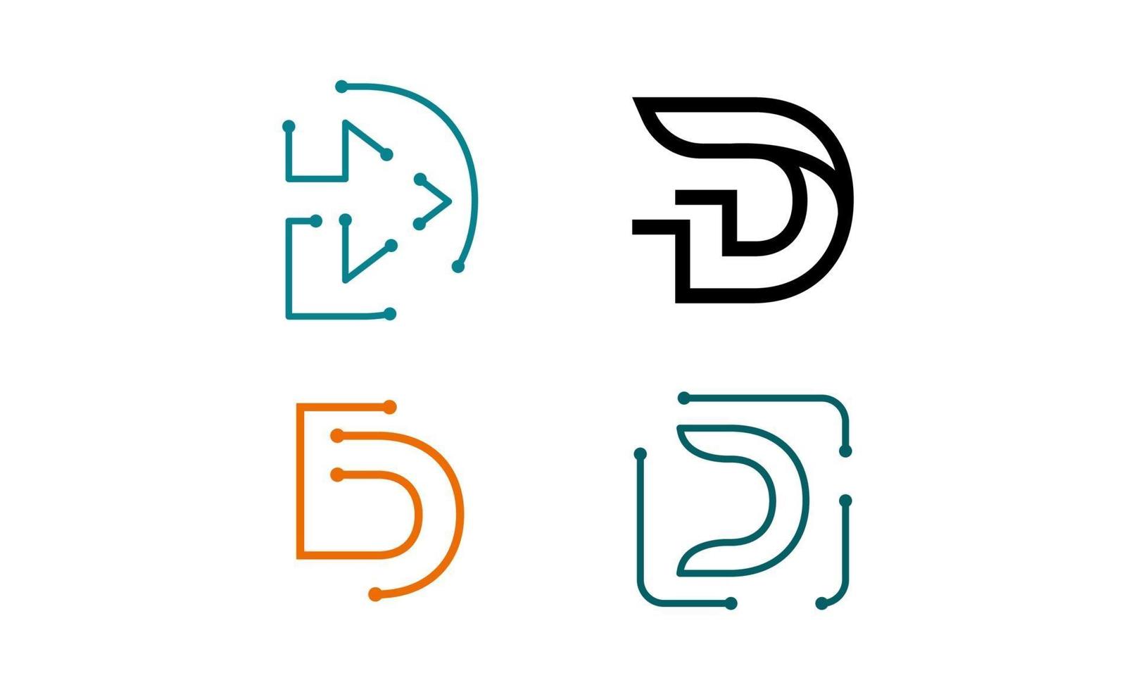 Conjunto de logotipo simples e minimalista da letra d vetor