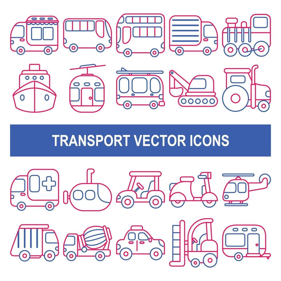 transporte ícones do vetor no estilo de design do contorno.