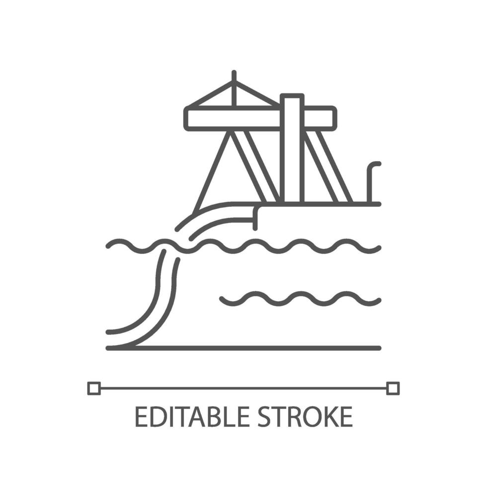 ícone linear de instalação de oleoduto subaquático vetor
