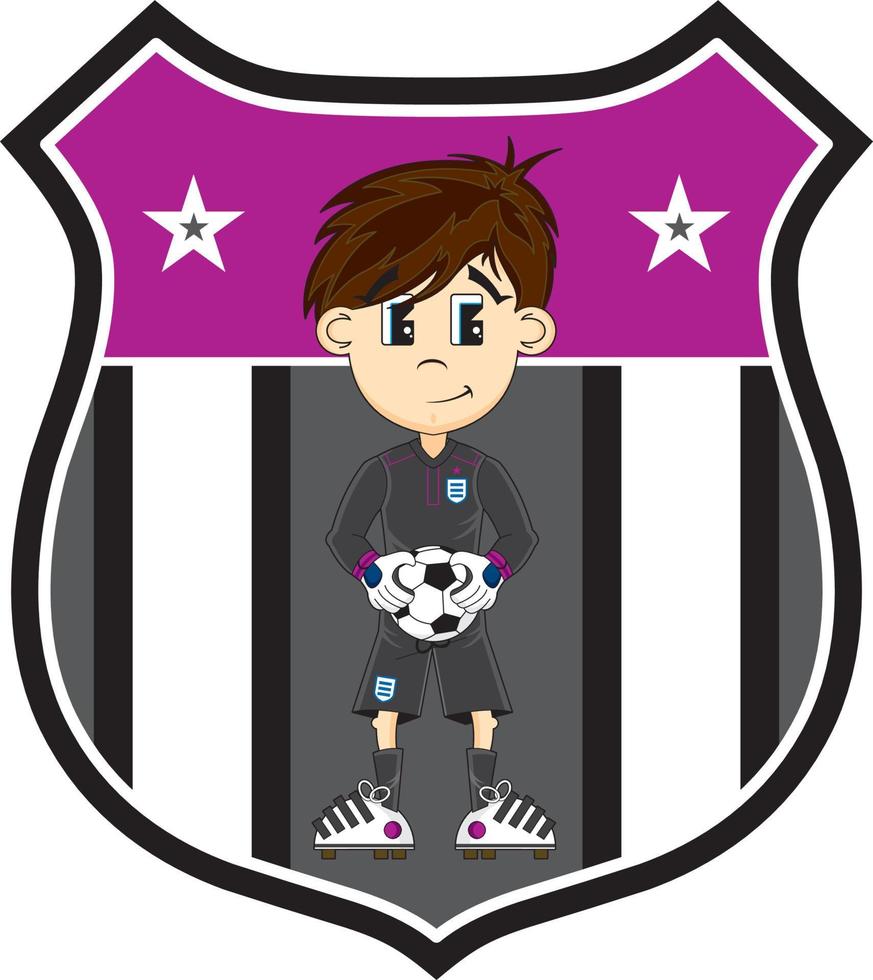 fofa desenho animado futebol futebol goleiro dentro escudo com estrelas - Esportes ilustração vetor