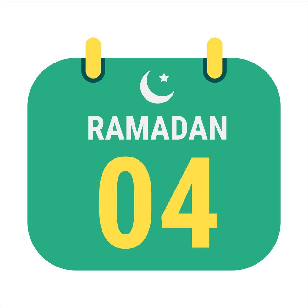 contagem regressiva para 4º Ramadã comemoro com branco e dourado crescente luas. e Inglês Ramadã texto. vetor