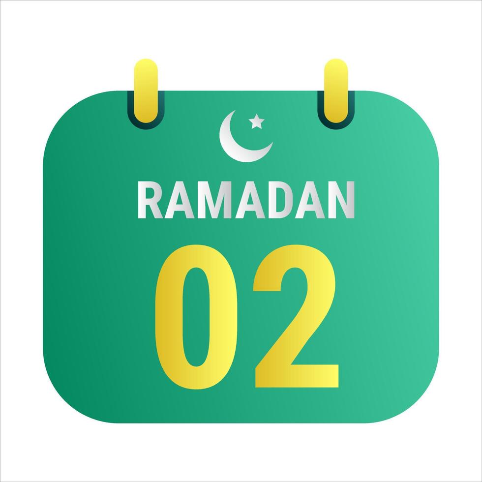 contagem regressiva para 2º Ramadã comemoro com branco e dourado crescente luas. e Inglês Ramadã texto. vetor