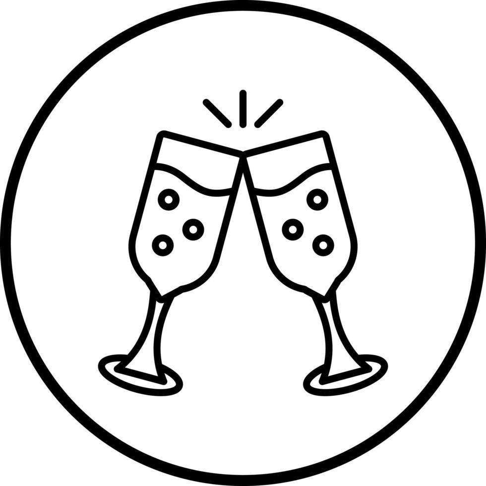 champanhe óculos vetor ícone estilo