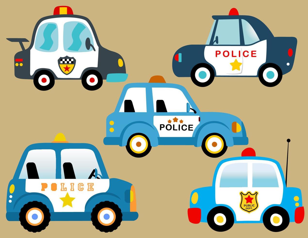 vetor conjunto do polícia carros desenho animado