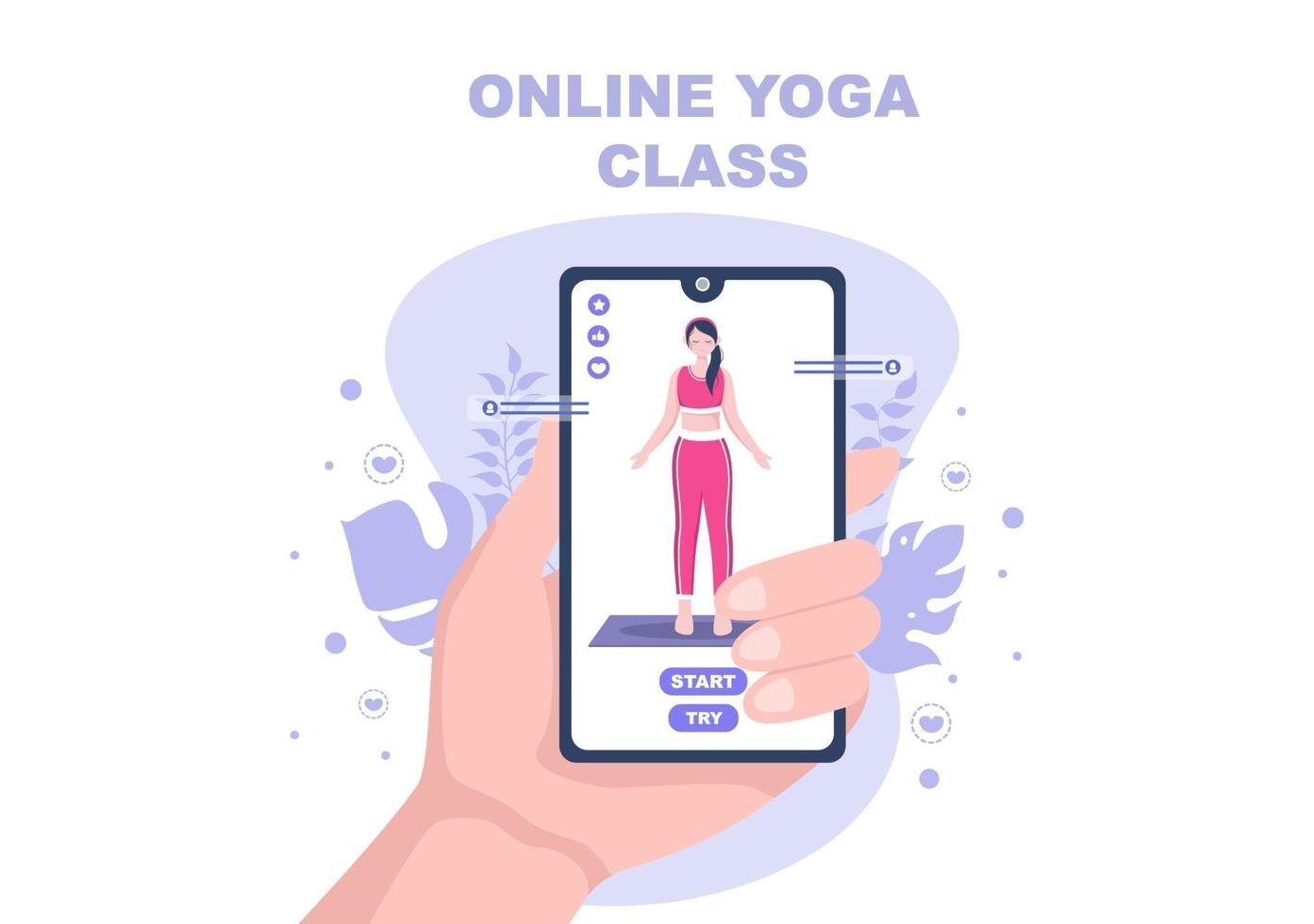 aulas online, conceito de aulas de ioga e meditação vetor