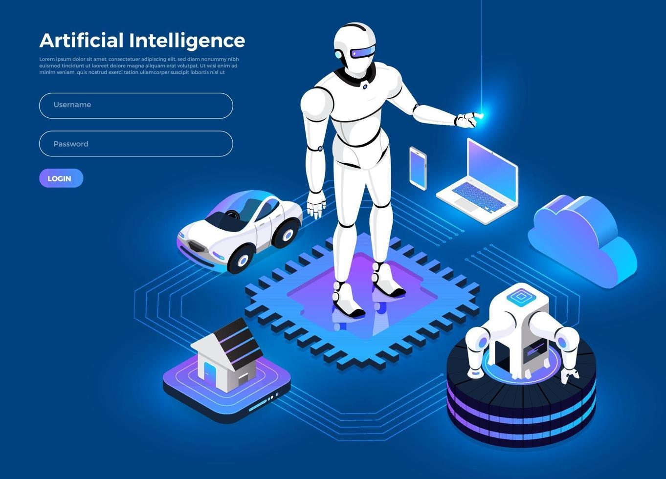 inteligência artificial isométrica vetor