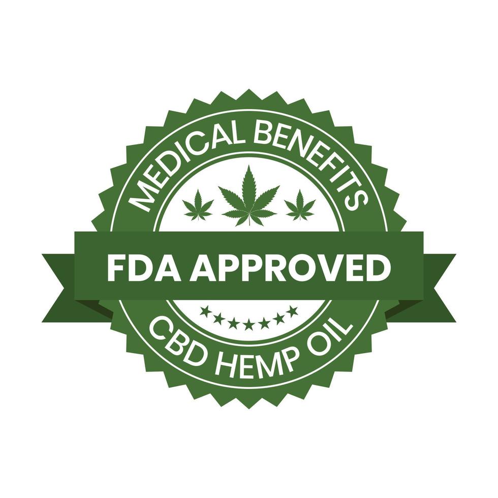 cbd cânhamo óleo médico benefícios e fda aprovado distintivo, cbd óleo distintivo, cbd cânhamo óleo rótulo, maconha folhas, saúde benefícios do cânhamo óleo emblema vetor